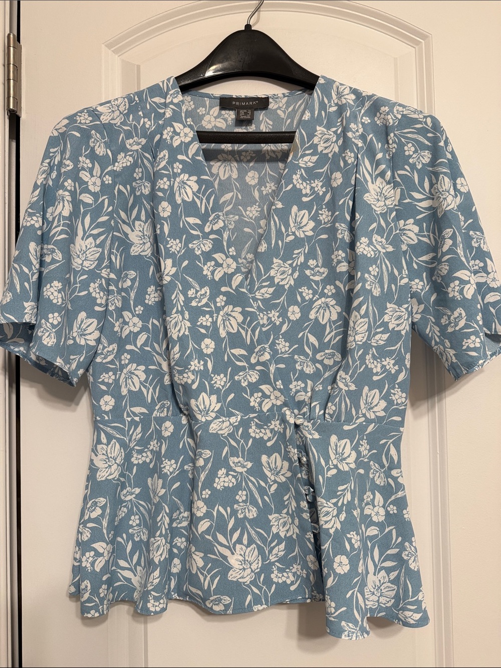 Primark Light Blue Floral Tie-Waist Blouse
